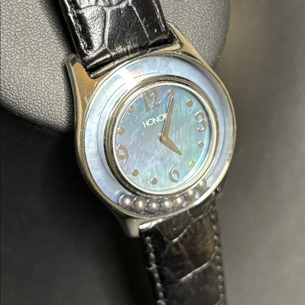 Honora Mother of Pearl Floating Black Pearls Watch Analog Quartz Stainless Steel